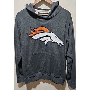 DENVER BRONCOS Men's Grey NFL Apparel Hoodie Hooded Sweatshirt Pullover M